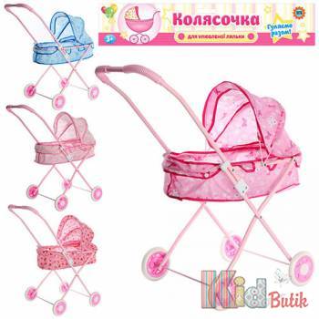 Коляска люлька для куклы металлическая Metr Plus 883