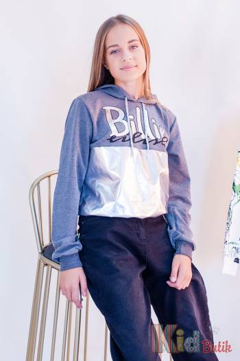 Купить Худи "Billie Eilish" серого цвета Benini Бн21-13Ср(9896) на КидБутик Худи "Billie Eilish" серого цвета Benini Бн21-13Ср(9896)