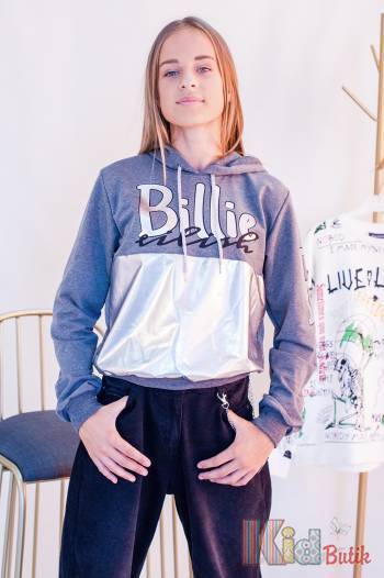 Купить Худи "Billie Eilish" серого цвета Benini Бн21-13Ср(9896) на КидБутик Худи "Billie Eilish" серого цвета Benini Бн21-13Ср(9896)