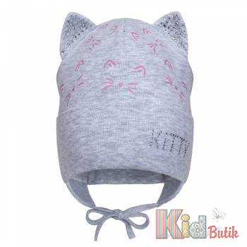 Купити Шапка сіра з принтом "Kitty" для дівчинки David's Star ДС21-95Ср(21705) на КідБутік Шапка сіра з принтом "Kitty" для дівчинки David's Star ДС21-95Ср(21705)