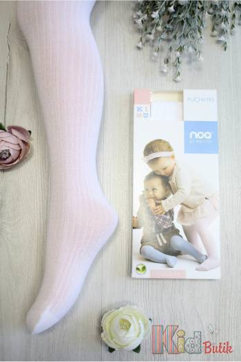 Купить Колготки белые с рельефными полосками Puchatki Knittex DR0001w на КидБутик Колготки белые с рельефными полосками Puchatki Knittex DR0001w