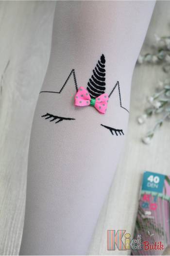 Купить Колготки серые с единорогом Unicorn 40den Knittex DR1924s на КидБутик Колготки серые с единорогом Unicorn 40den Knittex DR1924s