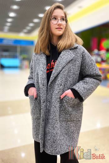 Купить Пальто оверсайз серого цвета для девочки Teen mood ТМ21-7 на КидБутик Пальто оверсайз серого цвета для девочки Teen mood ТМ21-7
