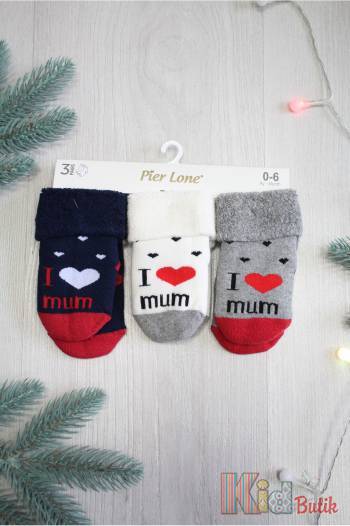 Носки 3 пары махровые "I love Mom" Pier Lone РН-401