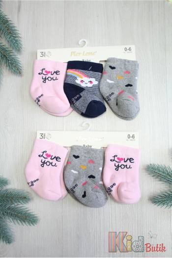 Купити Шкарпетки 3 пари махрові "Love You" для дівчинки Pier Lone РН-295 на КідБутік Шкарпетки 3 пари махрові "Love You" для дівчинки Pier Lone РН-295