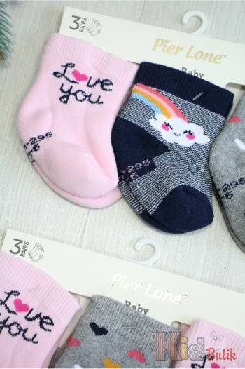 Купити Шкарпетки 3 пари махрові "Love You" для дівчинки Pier Lone РН-295 на КідБутік Шкарпетки 3 пари махрові "Love You" для дівчинки Pier Lone РН-295