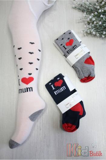 Купити Колготки "I love Mum" для дівчинки Pier Lone W-607 на КідБутік Колготки "I love Mum" для дівчинки Pier Lone W-607