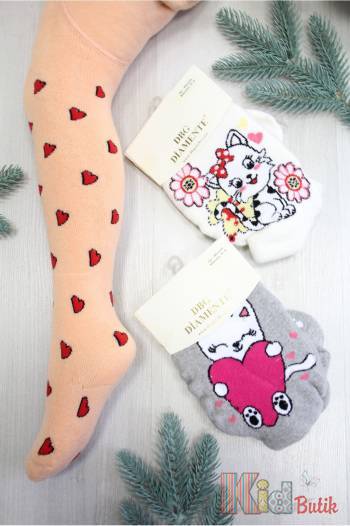 Купить Колготки махровые для девочки Lovely Kitten DBG socks Д000803 на КидБутик Колготки махровые для девочки Lovely Kitten DBG socks Д000803