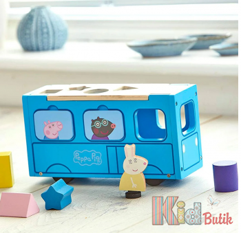 Купить Сортер деревянный "Школьный автобус" Peppa 07222 на КидБутик Сортер деревянный "Школьный автобус" Peppa 07222