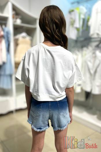 Купити Футболка-топ молочного кольору для дівчинки A-yugi Jeans Аю22-5(7071) на КідБутік Футболка-топ молочного кольору для дівчинки A-yugi Jeans Аю22-5(7071)