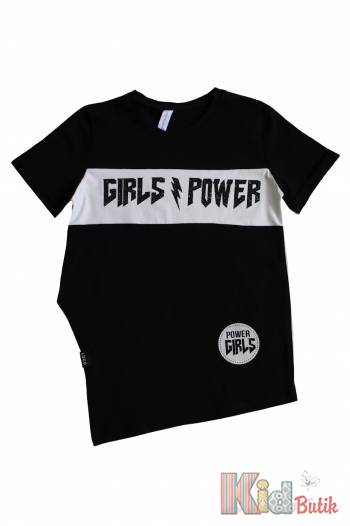 Купити Футболка чорна з написом "Girls Power" LOCOLOCO ЛЛ22-2211Siyah на КідБутік Футболка чорна з написом "Girls Power" LOCOLOCO ЛЛ22-2211Siyah