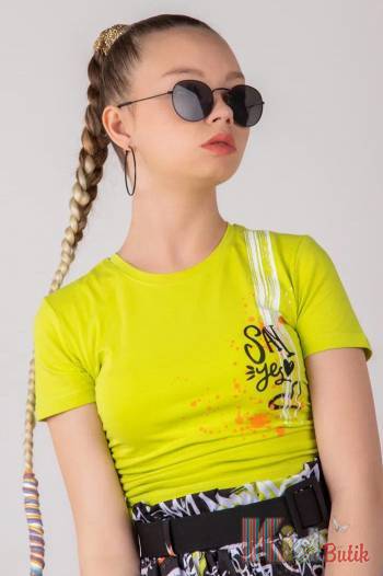 Купить Футболка салатового цвета с надписью "Say yes" для девочки LOCOLOCO ЛЛ22-2231Yag на КидБутик Футболка салатового цвета с надписью "Say yes" для девочки LOCOLOCO ЛЛ22-2231Yag