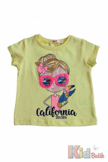 Купить Футболка светло-желтая "California" для маленькой девочки WeWe W22-5211189Жвт на КидБутик Футболка светло-желтая "California" для маленькой девочки WeWe W22-5211189Жвт