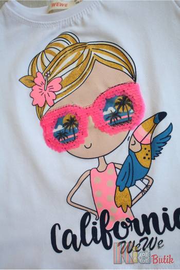Купити Футболка біла "California" для маленької дівчинки WeWe W22-5211189Бл на КідБутік Футболка біла "California" для маленької дівчинки WeWe W22-5211189Бл