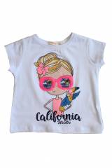 Купить Футболка белая "California" для маленькой девочки WeWe W22-5211189Бл на КидБутик Футболка белая "California" для маленькой девочки WeWe W22-5211189Бл