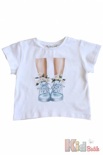 Купить Футболка белая "Кеды" для девочки Best Kids БК22-3920 на КидБутик Футболка белая "Кеды" для девочки Best Kids БК22-3920