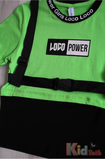 Купить Футболка зеленая для девочки "Loco Power" LOCOLOCO ЛЛ22-2210Fistik на КидБутик Футболка зеленая для девочки "Loco Power" LOCOLOCO ЛЛ22-2210Fistik