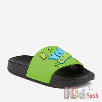 Купить Шлепанцы черно-лаймовые с котом для мальчика Coqui 22-6383 Black/Lime на КидБутик Шлепанцы черно-лаймовые с котом для мальчика Coqui 22-6383 Black/Lime