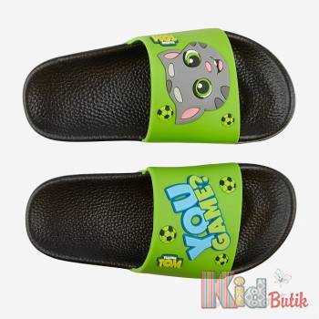 Купить Шлепанцы черно-лаймовые с котом для мальчика Coqui 22-6383 Black/Lime на КидБутик Шлепанцы черно-лаймовые с котом для мальчика Coqui 22-6383 Black/Lime