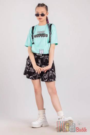 Купить Футболка мятная с кармашком на лямках "Power Girls Loco" LOCOLOCO ЛЛ22-2296Mint на КидБутик Футболка мятная с кармашком на лямках "Power Girls Loco" LOCOLOCO ЛЛ22-2296Mint
