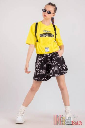 Купить Футболка желтая с кармашком на лямках "Power Girls Loco" LOCOLOCO ЛЛ22-2296Sari на КидБутик Футболка желтая с кармашком на лямках "Power Girls Loco" LOCOLOCO ЛЛ22-2296Sari