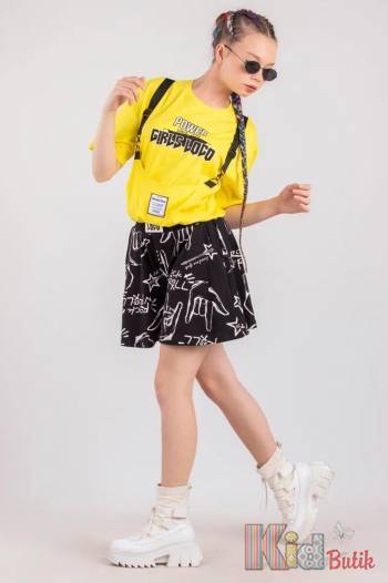 Купить Футболка желтая с кармашком на лямках "Power Girls Loco" LOCOLOCO ЛЛ22-2296Sari на КидБутик Футболка желтая с кармашком на лямках "Power Girls Loco" LOCOLOCO ЛЛ22-2296Sari