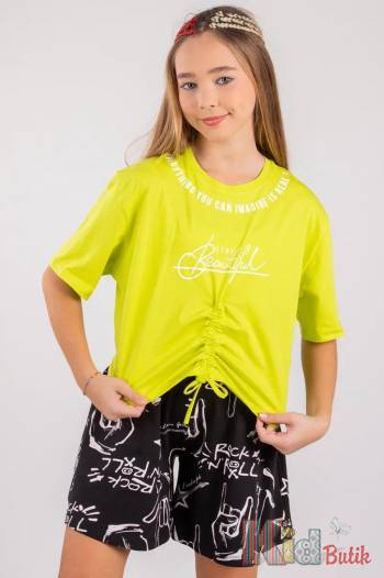 Купить Футболка салатовая для девочки "Stay Beautiful" LOCOLOCO ЛЛ22-2281Yag на КидБутик Футболка салатовая для девочки "Stay Beautiful" LOCOLOCO ЛЛ22-2281Yag