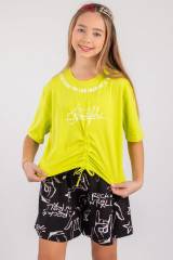 Купить Футболка салатовая для девочки "Stay Beautiful" LOCOLOCO ЛЛ22-2281Yag на КидБутик Футболка салатовая для девочки "Stay Beautiful" LOCOLOCO ЛЛ22-2281Yag