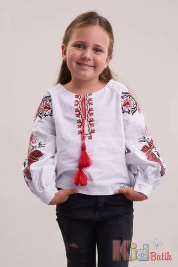 Вышитая сорочка с красивым рисунком в виде жар-птицы Зроблено з турботою Мв25-8Чер(rd218)