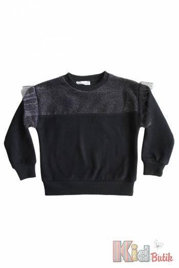 Купить Свитшот черный с люрексовой нитью и воланчиками Best Kids БК22-12038 на КидБутик Свитшот черный с люрексовой нитью и воланчиками Best Kids БК22-12038