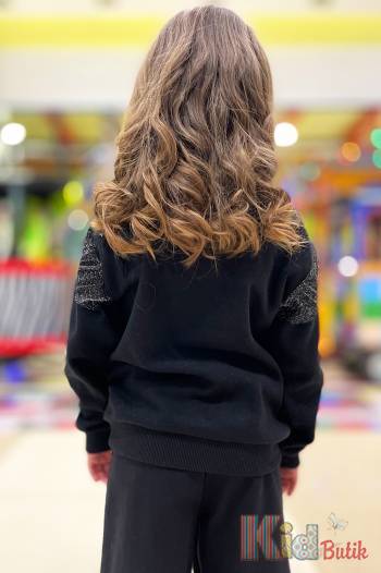 Купить Свитшот черный с люрексовой нитью и воланчиками Best Kids БК22-12038 на КидБутик Свитшот черный с люрексовой нитью и воланчиками Best Kids БК22-12038