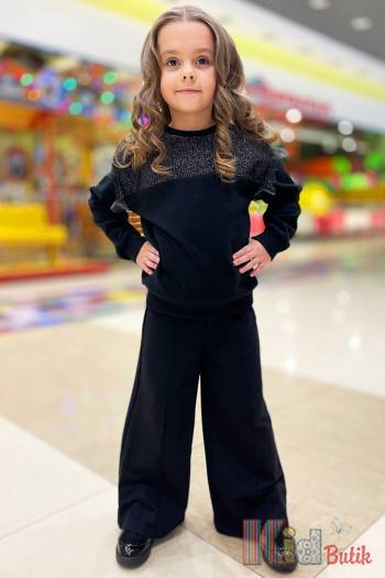 Купить Свитшот черный с люрексовой нитью и воланчиками Best Kids БК22-12038 на КидБутик Свитшот черный с люрексовой нитью и воланчиками Best Kids БК22-12038
