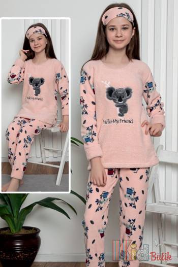 Купити Піжама 3-ка утеплена персикова "Коала" для дівчинки Minimoon 7025 на КідБутік Піжама 3-ка утеплена персикова "Коала" для дівчинки Minimoon 7025