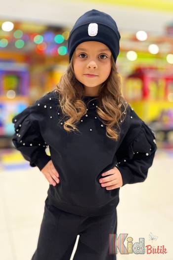 Купить Свитшот черный с бусинами для девочки Best Kids Бк22-14031 на КидБутик Свитшот черный с бусинами для девочки Best Kids Бк22-14031