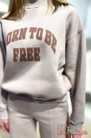 Купить Костюм спортивный бежевого цвета с надписью "Born to be free". WKS Wks22-5Беж на КидБутик Костюм спортивный бежевого цвета с надписью "Born to be free". WKS Wks22-5Беж
