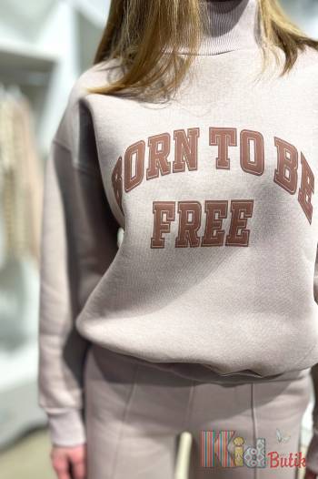 Купить Костюм спортивный бежевого цвета с надписью "Born to be free". WKS Wks22-5Беж на КидБутик Костюм спортивный бежевого цвета с надписью "Born to be free". WKS Wks22-5Беж