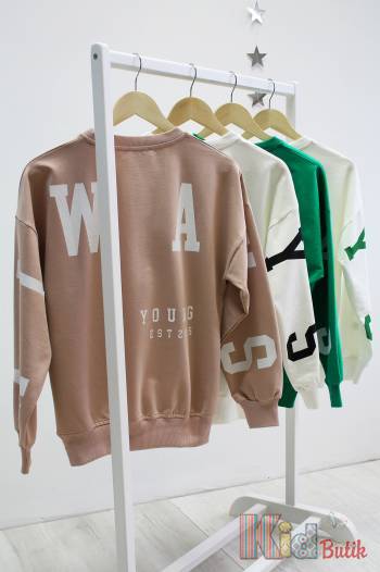 Купить Свитшот бежевого цвета с надписью always young MiniModa Мі23-1Беж на КидБутик Свитшот бежевого цвета с надписью always young MiniModa Мі23-1Беж