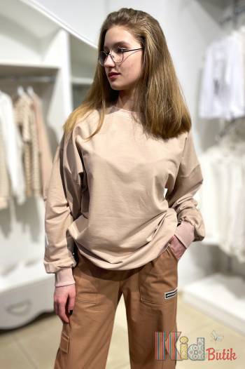 Купить Свитшот бежевого цвета с надписью always young MiniModa Мі23-1Беж на КидБутик Свитшот бежевого цвета с надписью always young MiniModa Мі23-1Беж
