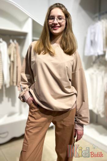 Купить Свитшот бежевого цвета с надписью always young MiniModa Мі23-1Беж на КидБутик Свитшот бежевого цвета с надписью always young MiniModa Мі23-1Беж