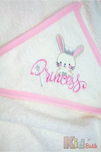 Купить Полотенце-уголок с розовым кроликом "Princess" Ramel Kids 23-308Рз на КидБутик Полотенце-уголок с розовым кроликом "Princess" Ramel Kids 23-308Рз