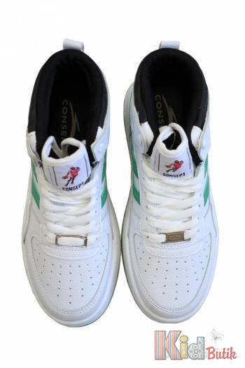 Купить Кроссовки хайтопы белые с зеленым подростковые Jong-Golf 23-404-121B на КидБутик Кроссовки хайтопы белые с зеленым подростковые Jong-Golf 23-404-121B