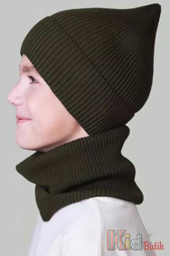 Купить Комплект шапка+хомут зеленые "Пит" для мальчика Elf Kids Ел23-18зл на КидБутик Комплект шапка+хомут зеленые "Пит" для мальчика Elf Kids Ел23-18зл