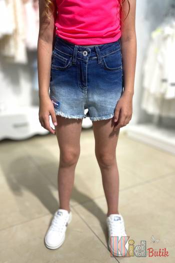 Купить Шорты джинсовые синие с бахромой для девочки A-yugi Jeans Аю23-27(9361) на КидБутик Шорты джинсовые синие с бахромой для девочки A-yugi Jeans Аю23-27(9361)