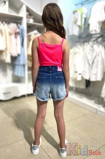 Купить Шорты джинсовые синие с бахромой для девочки A-yugi Jeans Аю23-27(9361) на КидБутик Шорты джинсовые синие с бахромой для девочки A-yugi Jeans Аю23-27(9361)