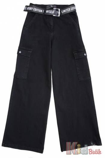 Купить Джинсы карго черные с ремнем A-yugi Jeans Аю23-21Чорн(9380) на КидБутик Джинсы карго черные с ремнем A-yugi Jeans Аю23-21Чорн(9380)