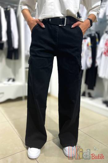 Купить Джинсы карго черные с ремнем A-yugi Jeans Аю23-21Чорн(9380) на КидБутик Джинсы карго черные с ремнем A-yugi Jeans Аю23-21Чорн(9380)