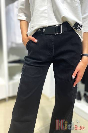 Купить Джинсы карго черные с ремнем A-yugi Jeans Аю23-21Чорн(9380) на КидБутик Джинсы карго черные с ремнем A-yugi Jeans Аю23-21Чорн(9380)