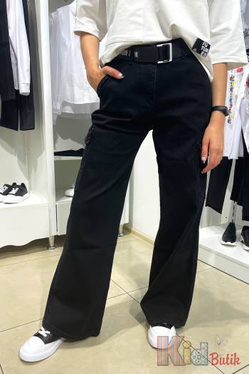 Купить Джинсы карго черные с ремнем A-yugi Jeans Аю23-21Чорн(9380) на КидБутик Джинсы карго черные с ремнем A-yugi Jeans Аю23-21Чорн(9380)
