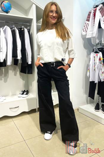 Купить Джинсы карго черные с ремнем A-yugi Jeans Аю23-21Чорн(9380) на КидБутик Джинсы карго черные с ремнем A-yugi Jeans Аю23-21Чорн(9380)