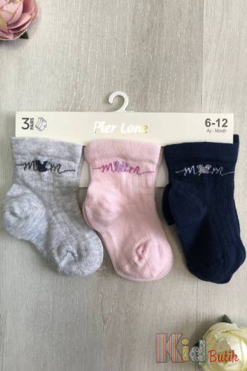 Купить Носки 3 пары "Mum" для маленького ребенка Pier Lone Р-1448 на КидБутик Носки 3 пары "Mum" для маленького ребенка Pier Lone Р-1448